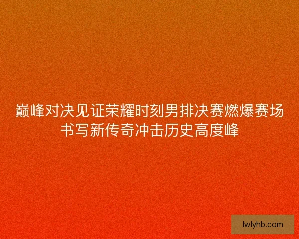 巅峰对决见证荣耀时刻男排决赛燃爆赛场书写新传奇冲击历史高度峰
